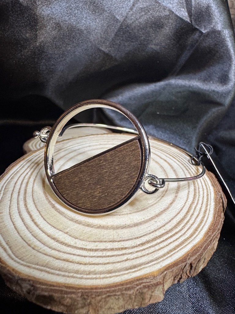 Paparazzi Silver And Brown Geometric Circle Bracelet 7$